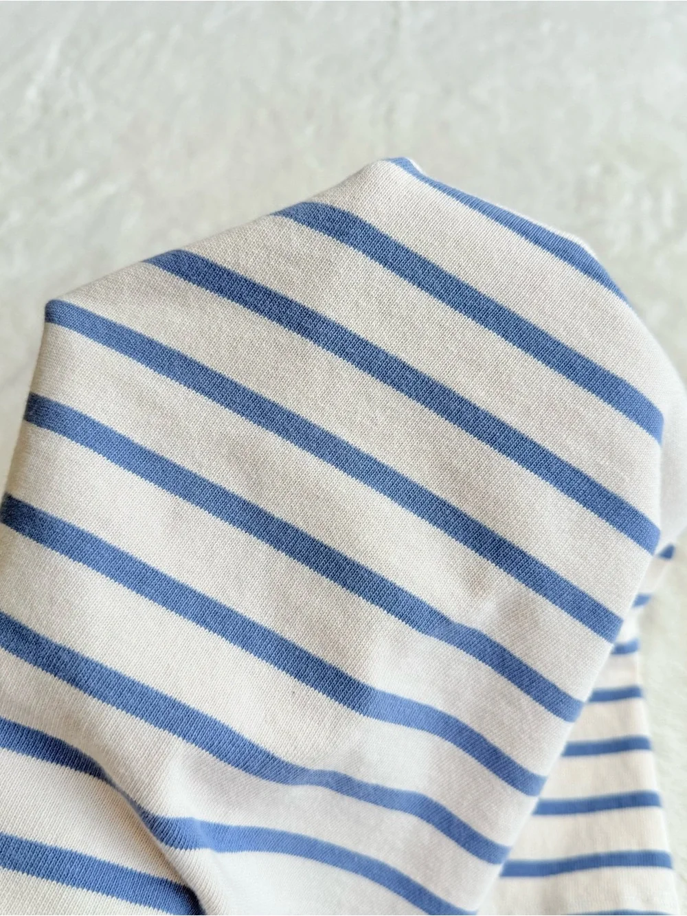 Sezane Colette Cotton Stripes Ivory Blue Crewneck Long Sleeve T-shirt L - Picture 7 of 10